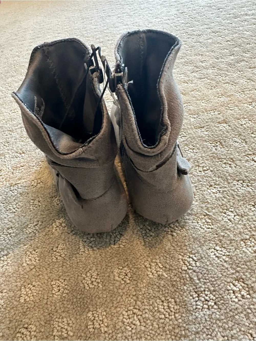 NEW Wonder Nation Toddler Girls Gray Slouch Boots Bow Accent Size 10